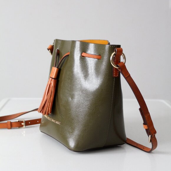 Dooney & Bourke Serena Drawstring Crossbody – Green Embossed Leather - Picture 6 of 16